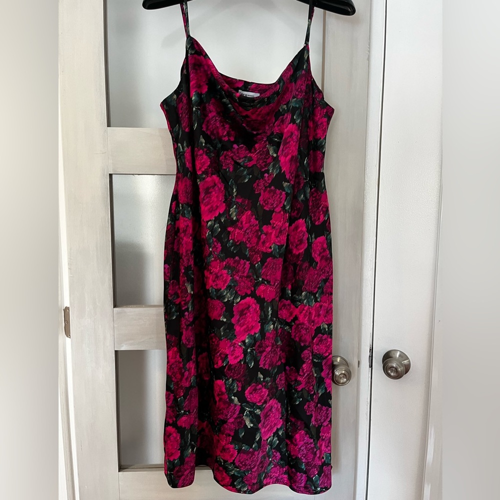 Bar III cowl neck slip dress. Floral print
